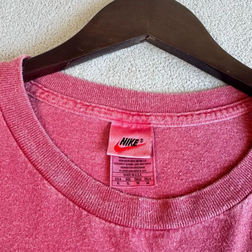Nike Vintage T Shirt Men's XL Pink Made In USA 90s Embroidered Logo Tee